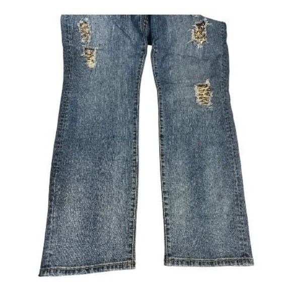 Poetic Justice Shaw Boyfriend Women Straight Jeans 30/32 Blue Stretch Studded - Picture 3 of 15